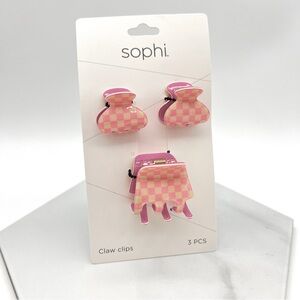 Sophi Small Pink Checkered Hair Claw Clips